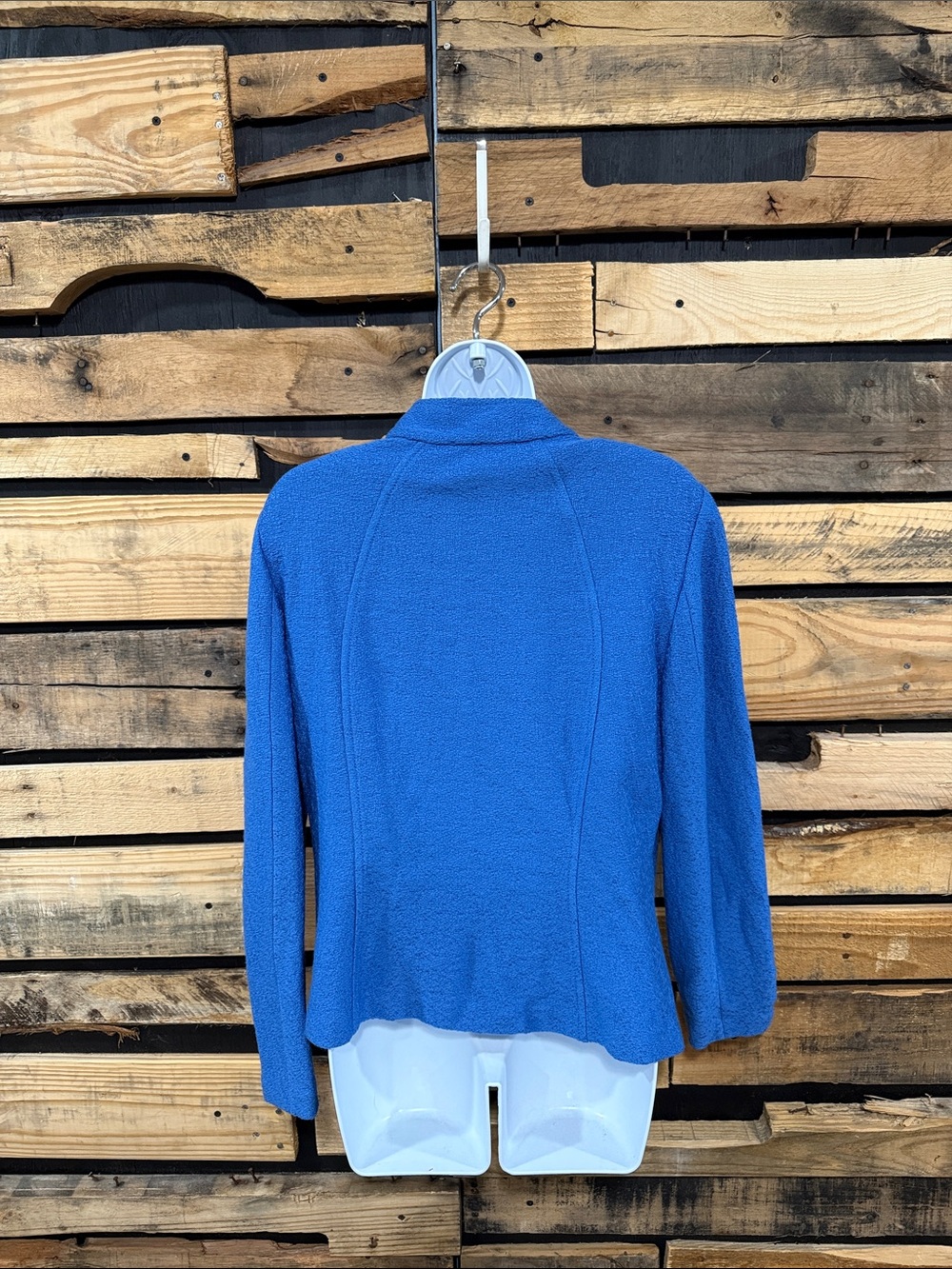 St. John Collection Wool Blend Hannah Knit Stand Collar Jacket, Niagara, Size 10 - Picture 8 of 12